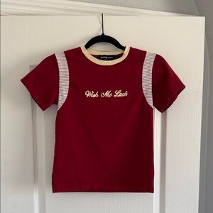Red Short Sleeve Tee with Cream Trim